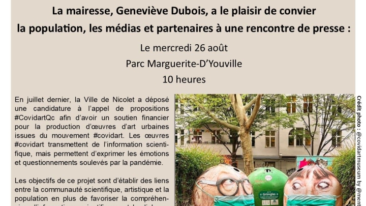 La Ville de Nicolet lance le projet #Covidart Nicolet