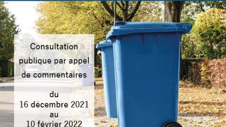Consultation publique - Plan de gestion des matières résiduelles
