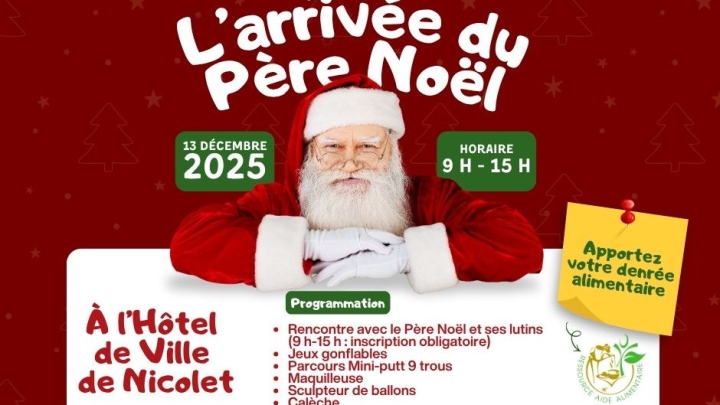 Le père Noël revient à Nicolet le 13 décembre !