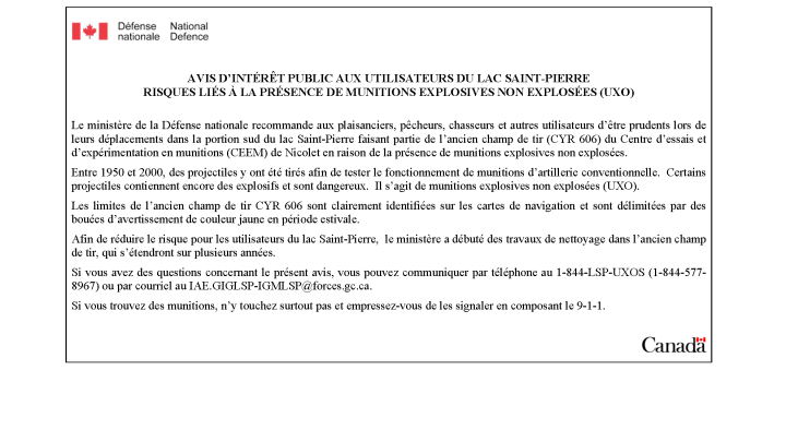 Avis - utilisateur du lac Saint-Pierre