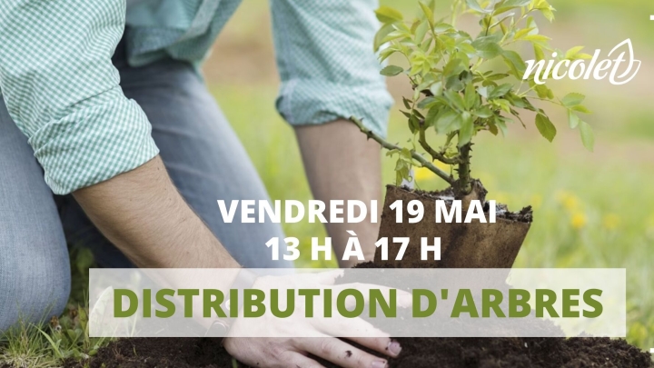 Distribution d'arbres à Nicolet le 19 mai 2023