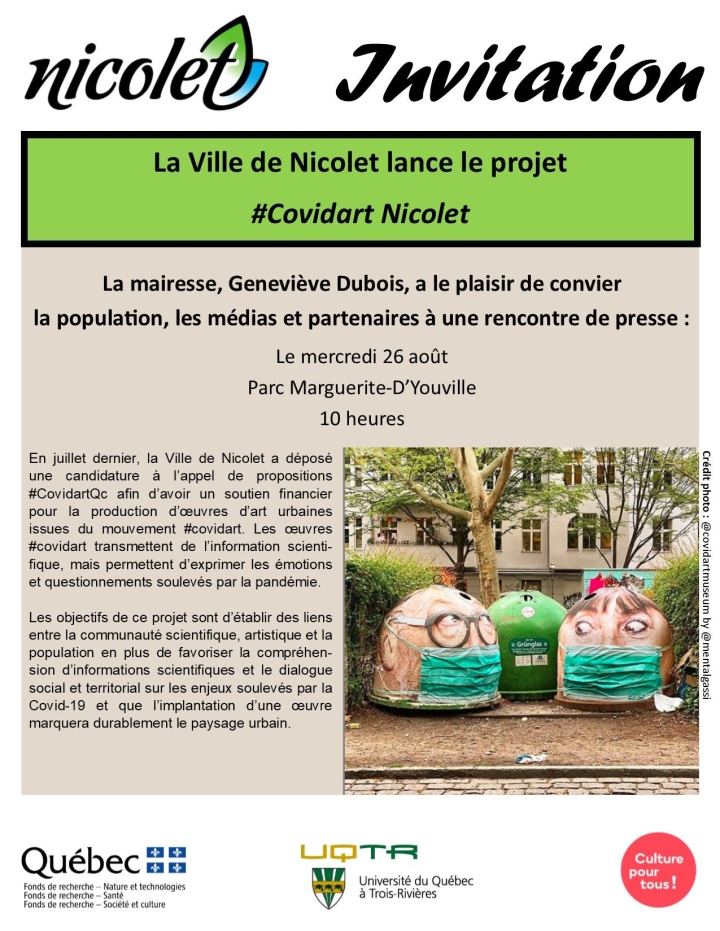 La Ville de Nicolet lance le projet #Covidart Nicolet