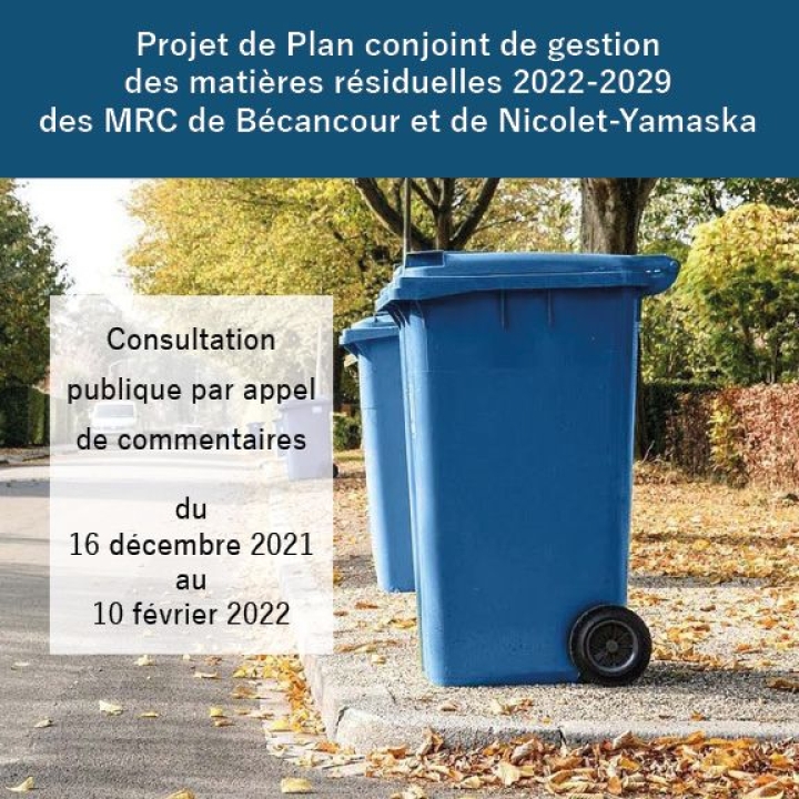 Consultation publique - Plan de gestion des matières résiduelles