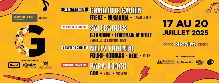Le Festival Générations attend plus de 50 000 personnes du 17 au 20 Juillet à Nicolet!