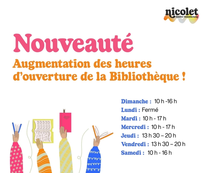 Nicolet lance un projet pilote d'augmentation des heures d'ouverture de la Bibliothèque H.-N.-Biron