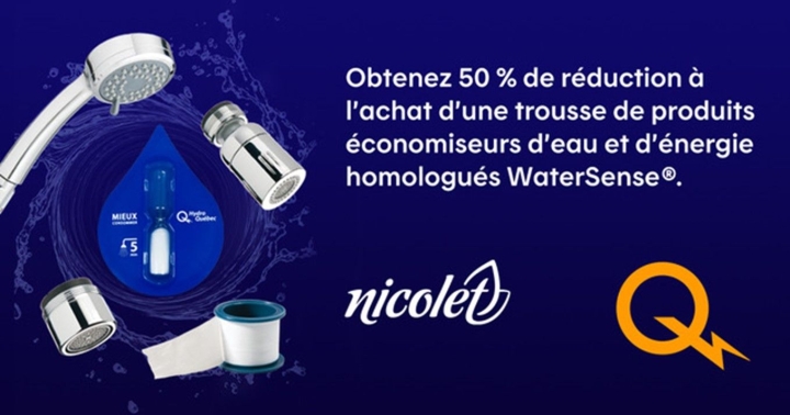 Obtenez 50 % de réduction à l'achat d'une trousse de produits économiseurs d'eau et d'énergie