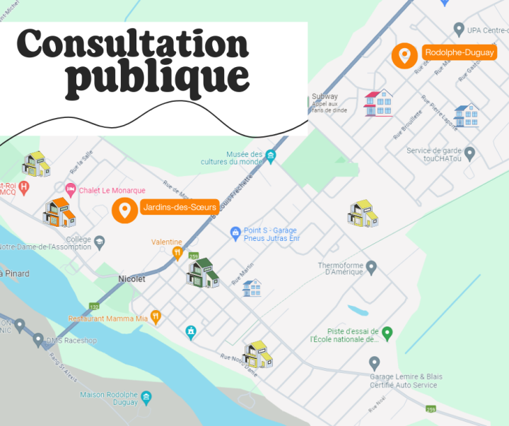 La Ville de Nicolet sonde sa population pour le réaménagement de 2 parcs (parc Rodolphe-Duguay et parc Jardins-des-Soeurs)